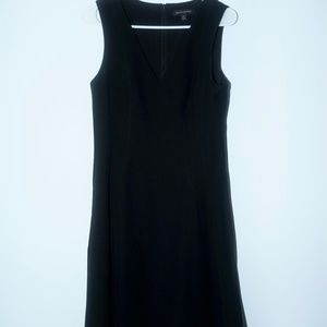 Classic V-Neck A-Line Black Dress - Size 8